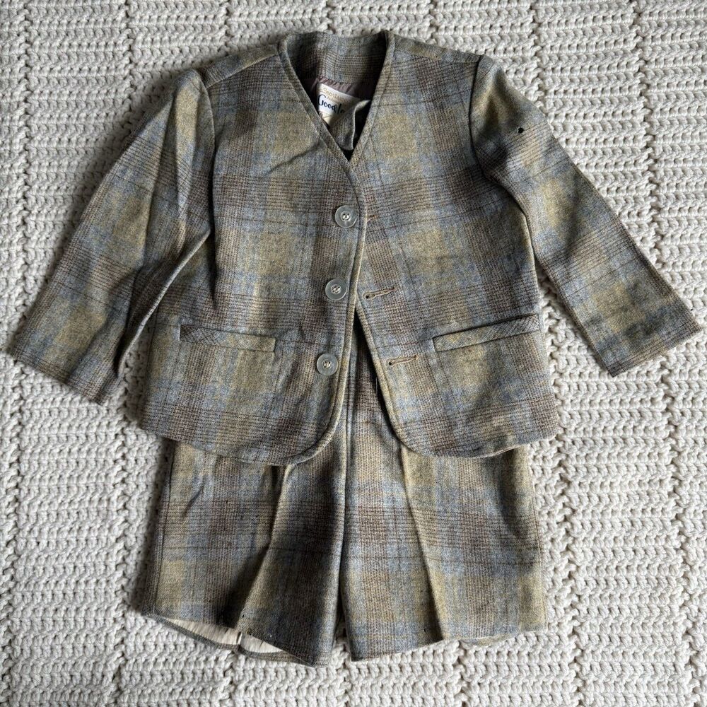 Sportswear Tailored By Good Lad Wool Blend Plaid Kids Jacket And Shorts Size 3T